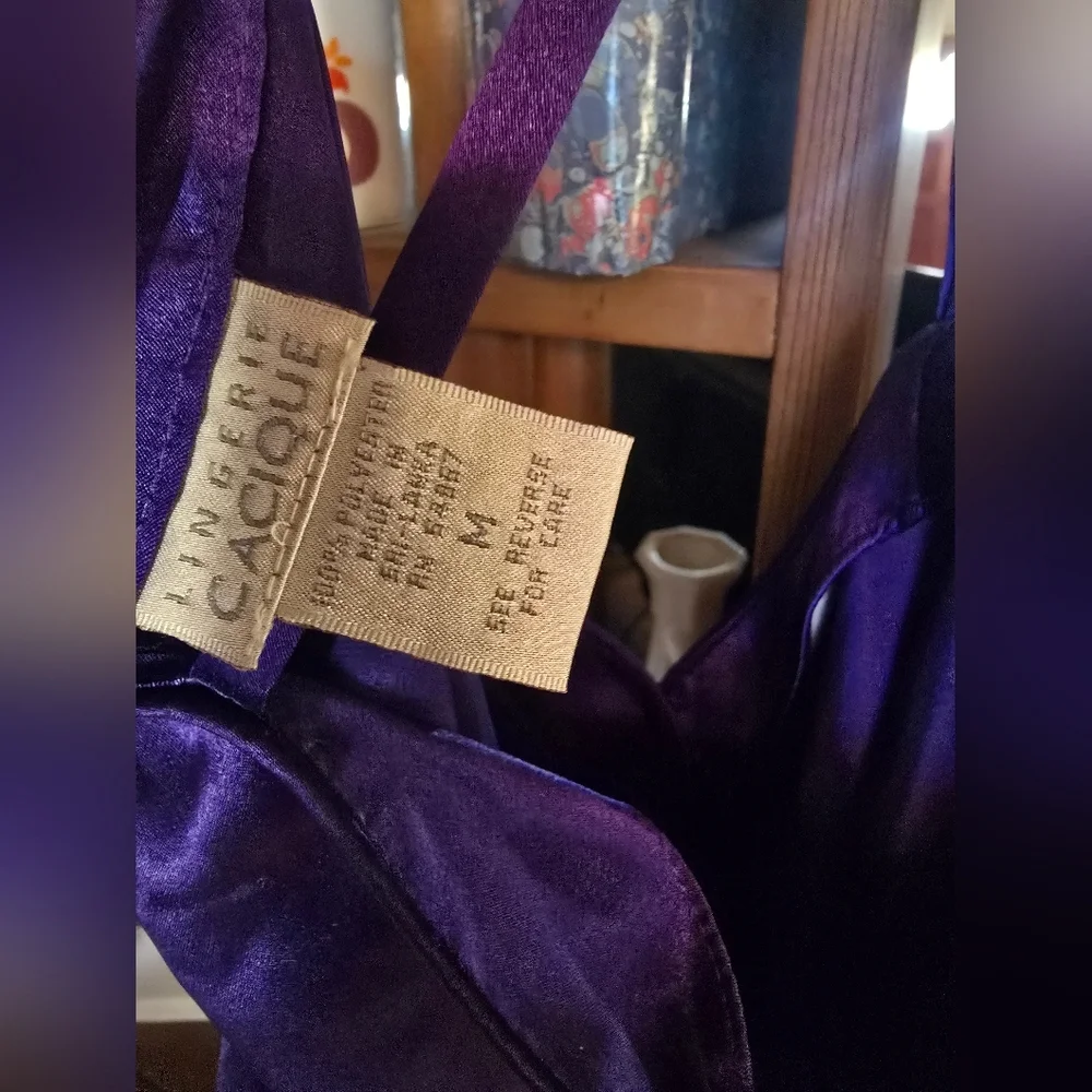 Cacique Vintage Purple Satin Romper Short Nightgown Medium